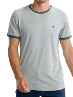 T-shirt kaki uni pourvu de manches courtes et d'un col rond