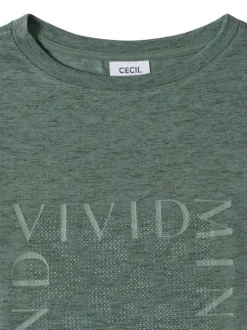 T-shirt kaki uni pourvu d'un col rond et de manches courtes