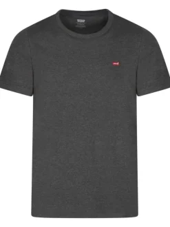 T-shirt Levi's® en coton anthracite chiné avec une coupe droite et un col rond