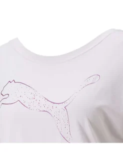 T-shirt lilas fantaisie coupe régular avec un col rond et le logo floqué pailletté