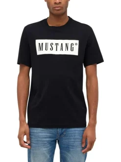 T-shirt manches courtes Austin en coton noir avec logo blanc imprimé et col rond
