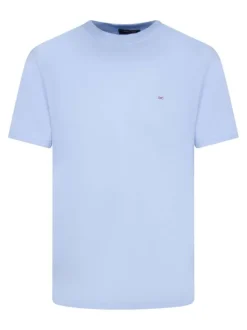 T-shirt manches courtes ciel uni avec une coupe droite et un col rond