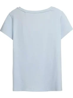 T-shirt manches courtes ciel uni avec une coupe droite et un col v