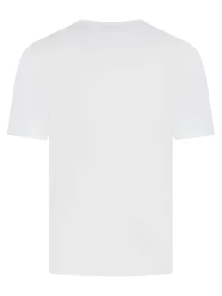 T-shirt manches courtes en coton blanc imprimé à coupe droite avec un col rond