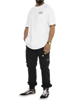 T-shirt manches courtes en coton blanc imprimé à coupe droite et avec col rond
