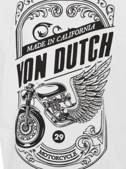 T-shirt manches courtes en coton blanc imprimé à coupe droite et avec col rond