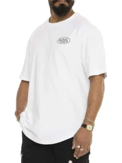 T-shirt manches courtes en coton blanc imprimé à coupe droite et avec col rond