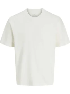 T-shirt manches courtes en coton blanc uni avec une coupe droite