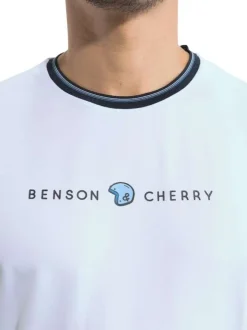 T-shirt manches courtes en coton blanc uni avec une coupe droite et un col rond