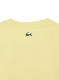 T-shirt manches courtes en coton jaune imprimé à coupe droite avec un col rond