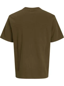 T-shirt manches courtes en coton kaki uni avec une coupe droite