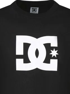 T-shirt manches courtes en coton noir avec un imprimé et une coupe droite