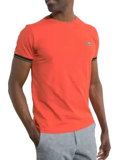 T-shirt manches courtes en coton orange uni avec une coupe droite