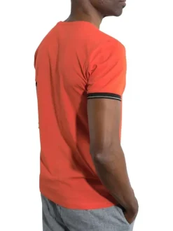 T-shirt manches courtes en coton orange uni avec une coupe droite