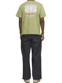 T-shirt manches courtes en coton tilleul avec fenêtre imprimée au dos et logo