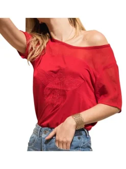T-shirt manches courtes femme rouge