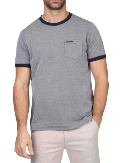 T-shirt manches courtes gris uni avec une coupe droite et un col rond