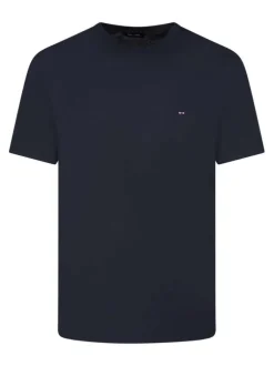 T-shirt manches courtes marine uni avec une coupe droite et un col rond