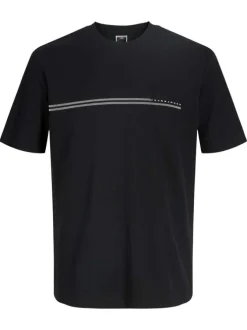 T-shirt manches courtes noir uni avec une coupe droite et un col rond