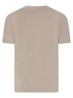 T-shirt manches courtes taupe avec un col rond et un imprimé sur le torse