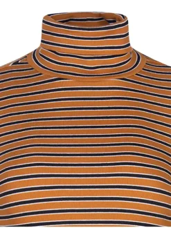 T-shirt à manches longues camel en coton col roulé