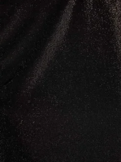 T-shirt manches longues noir pailleté à coupe près du corps et à col montant