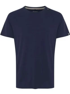 T-shirt marine en coton uni coupe regular col rond
