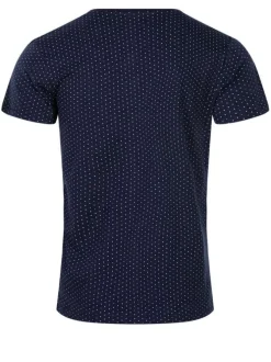 T-shirt marine pour homme avec imprimé à pois en coton coupe droite DOTS
