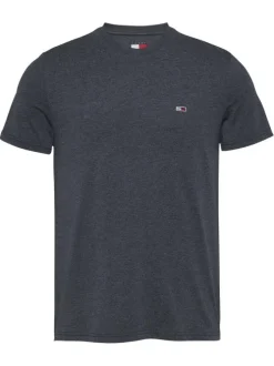 T-shirt marine uni avec une coupe droite et des manches courtes