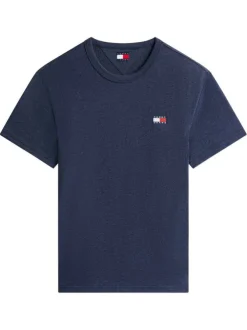 T-shirt marine uni avec une coupe droite et des manches courtes