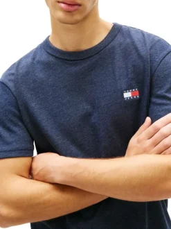 T-shirt marine uni avec une coupe droite et des manches courtes