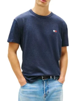T-shirt marine uni avec une coupe droite et des manches courtes