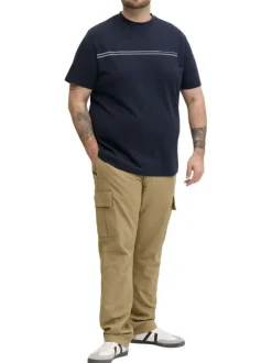 T-shirt marine uni avec une coupe droite, un col rond et des manches courtes