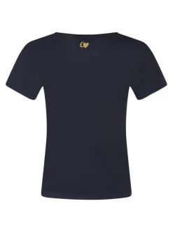 T-shirt marine uni pourvu d'une coupe ajustée et des manches courtes