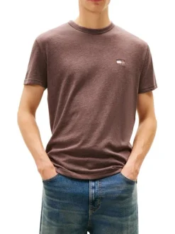 T-shirt marron uni avec une coupe droite et des manches courtes