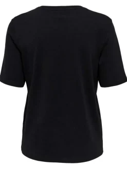 T-shirt noir 100% coton coupe régular avec un col rond