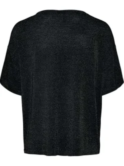 T-shirt noir à coupe ample pourvu d'un col v et de manches courtes