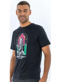T-shirt noir en coton avec une coupe droite et un col rond