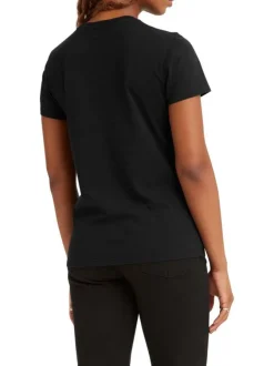 T-shirt noir en coton avec un imprimé léopard et un col rond