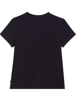 T-shirt noir en coton avec un imprimé léopard et un col rond