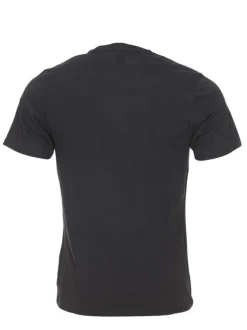 T-shirt noir en coton uni coupe droite col rond