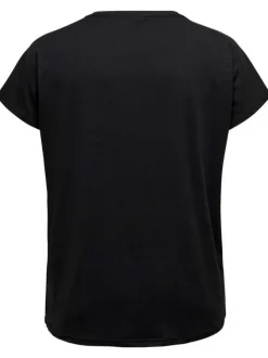 T-shirt noir grande taille à col rond et manches courtes avec logo imprimé sur la poitrine