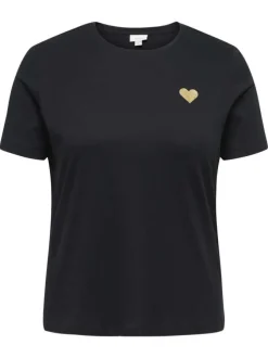 T-shirt noir imprimé avec une coupe ajustée et des manches courtes