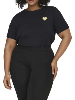 T-shirt noir imprimé avec une coupe ajustée et des manches courtes
