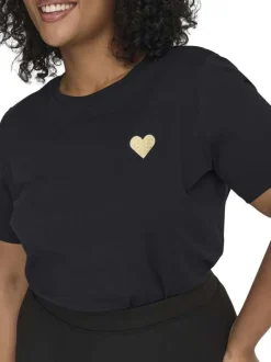 T-shirt noir imprimé avec une coupe ajustée et des manches courtes