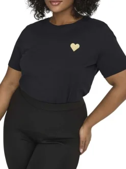T-shirt noir imprimé avec une coupe ajustée et des manches courtes