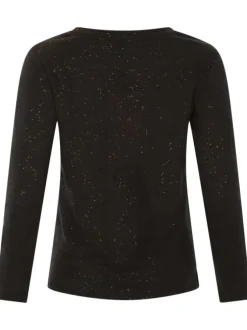 T-shirt noir à paillettes avec une coupe droite et un col V