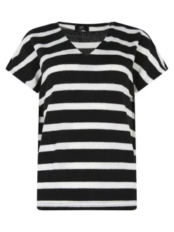 T-shirt noir à rayures avec une coupe ample et un des manches courtes