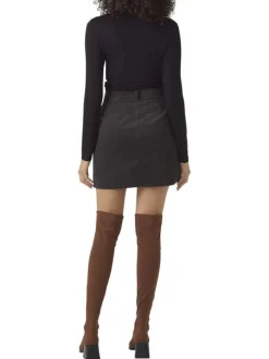 T-shirt noir uni avec un col montant et des manches longues