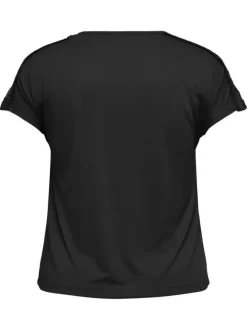 T-shirt noir uni avec une coupe ajustée et des manches courtes